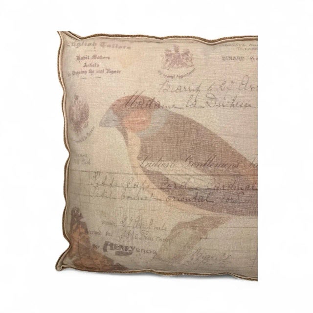 Textile Large Linen Nature Motif Pillow. For Sale - Image 7 of 8