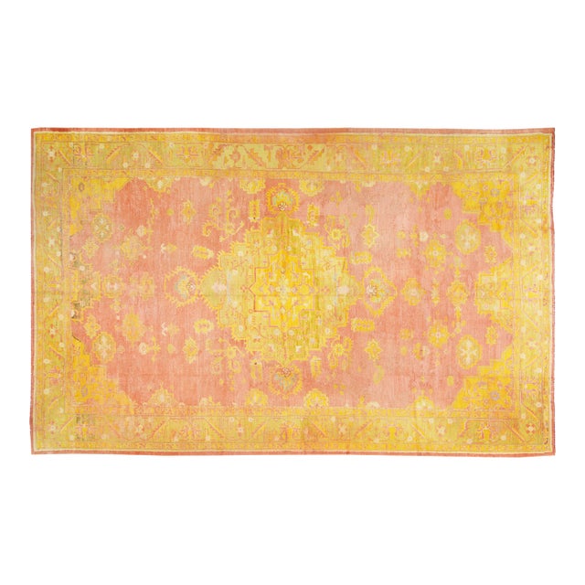 Antique Turkish Oushak Hand Knotted Wool Rug, 9'8''x16' For Sale