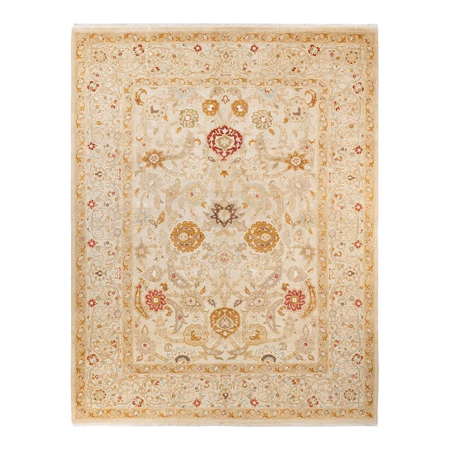 Eclectic, One-of-a-Kind Hand-Knotted Area Rug - Ivory, 9' 2" x 11' 9" For Sale