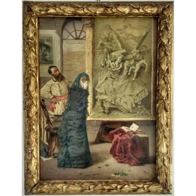 Untitled - Interior is an original modern artwork realized in the 1860s circa by the Italian artist Giuseppe Puricelli...