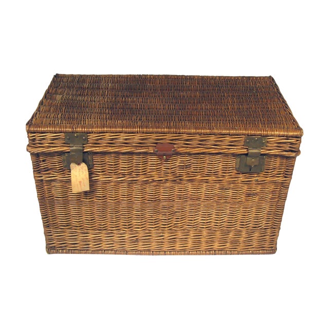 Large Antique French Wicker Trunk Chairish