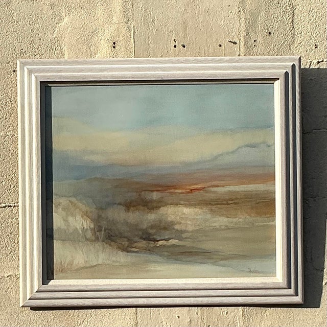 Vintage Boho Original Oil Landscape Painting on Canvas For Sale In West Palm - Image 6 of 8