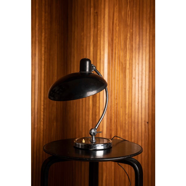 Bauhaus-Style Desk Lamp in Black and Chrome, 1970s, in Very Good conditions. Designed 1950 to 1959 I have official proof...