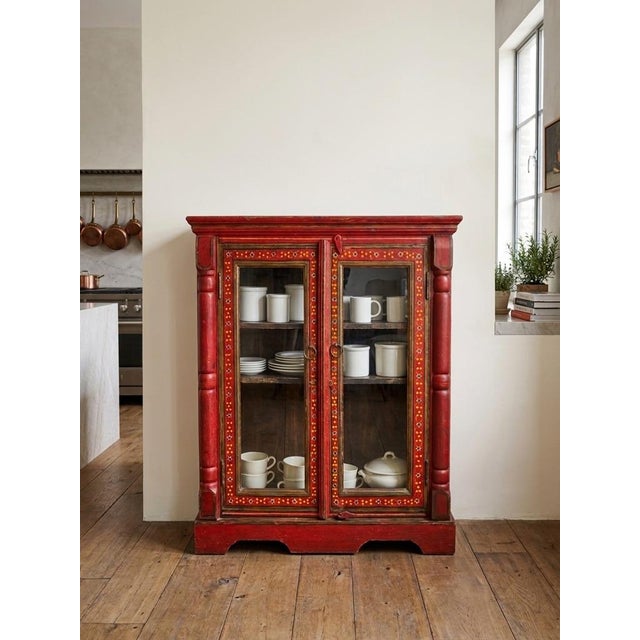 Indian Vintage Hand-Painted Rajasthani Display Cabinet – Slim 12" Depth For Sale - Image 3 of 12