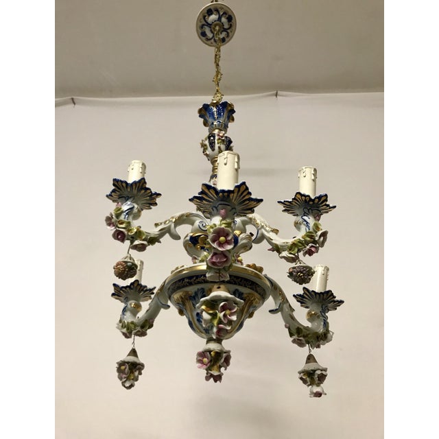 Vintage French Porcelain Flower Chandelier For Sale - Image 17 of 18