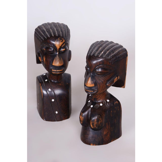 African Bookends in Lacquered Ebony, 1920s, Set of 2 For Sale - Image 3 of 10