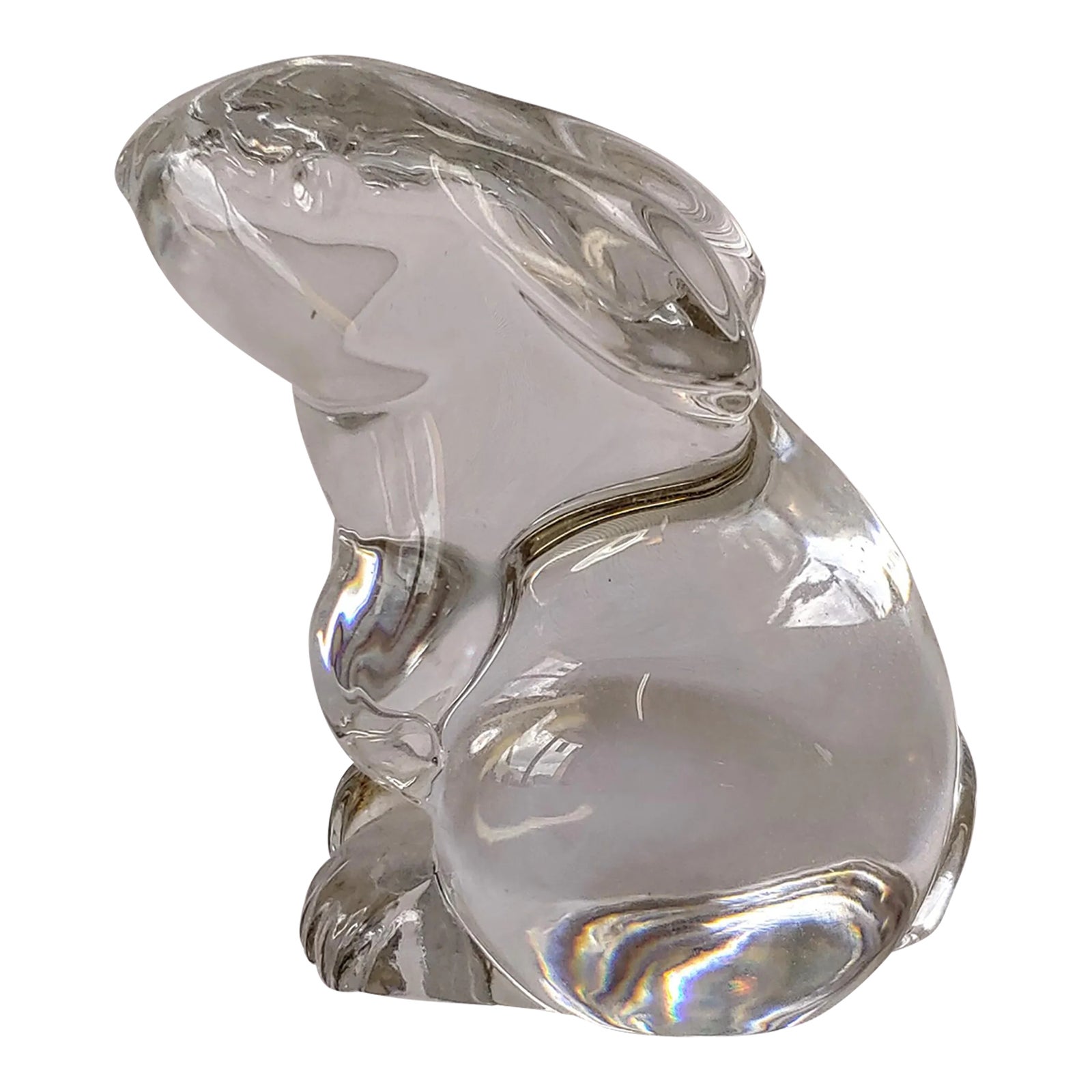 Vintage Baccarat Crystal Seated Rabbit Paperweight | Chairish
