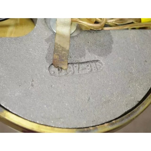 Brass Vintage Brass & Glass Fluted Column Hollywood Regency Empire Table Lamps - Pair For Sale - Image 8 of 11