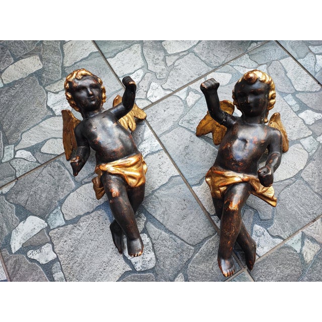 Baroque Wooden Angels for Hanging, Set of 2 For Sale - Image 11 of 11