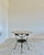 Wood Round Breccia Botticelli Marble Top on Iron Frame Table Inset With Woven Wicker For Sale - Image 7 of 16