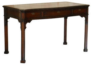 Chippendale Style Library Desk with Brown Leather Top from Waring & Gillow, Paris