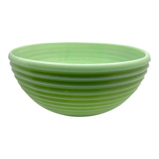 Vintage Jadite Milk Glass Honeycomb Large Bowl For Sale