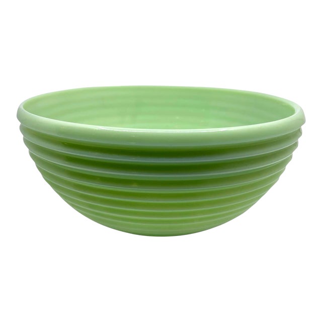 Vintage Jadite Milk Glass Honeycomb Large Bowl For Sale