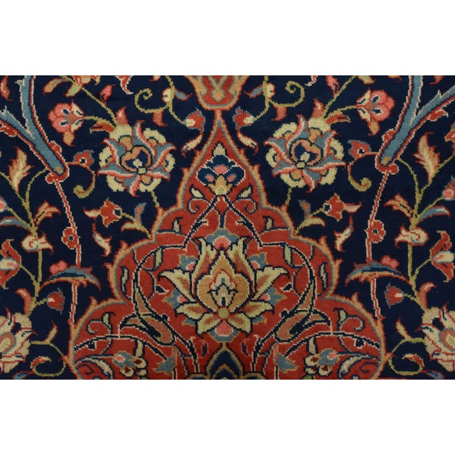 Sarouk Rug 10′ X 13’5” Blue Wool Vintage Traditional Hand-Knotted Carpet For Sale - Image 10 of 15