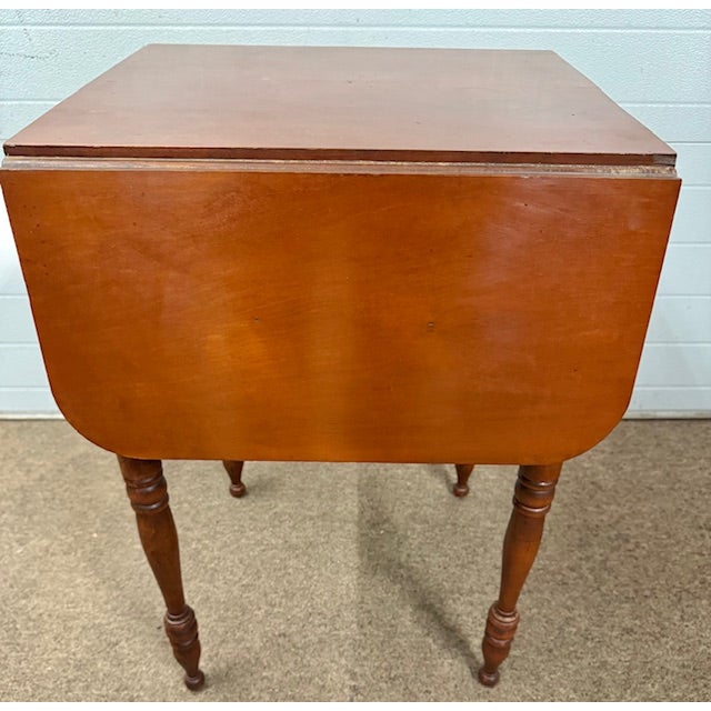 Wood Antique American Sheraton 2 Drawer Dropleaf Cherry Work Table For Sale - Image 7 of 11