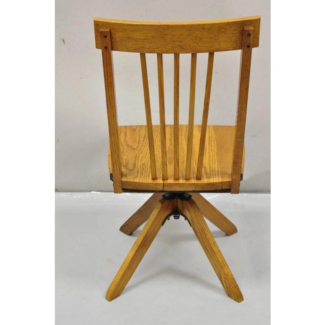 Brown Early 20th Century Mission Arts & Crafts Oak Wood Small Child’s School Desk Chair For Sale - Image 8 of 11