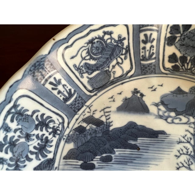 Blue Early 20th Century Chinese Blue and White Kraak Bowl For Sale - Image 8 of 12