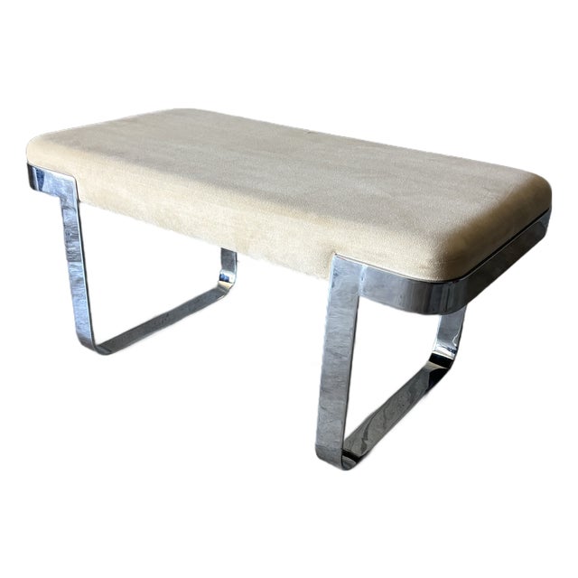 Vintage Mid Century Modern Chrome Bench by Trimark For Sale