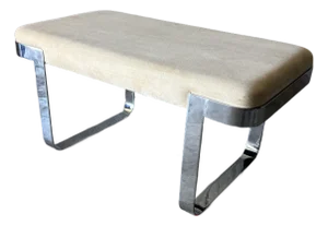 Vintage Mid Century Modern Chrome Bench by Trimark