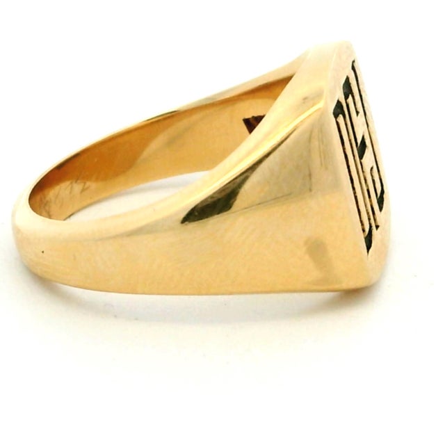 Modern Vintage Tiffany & Co. 14k Yellow Gold DFJ Monogram Signet Ring,, Size 8.5 For Sale - Image 3 of 10