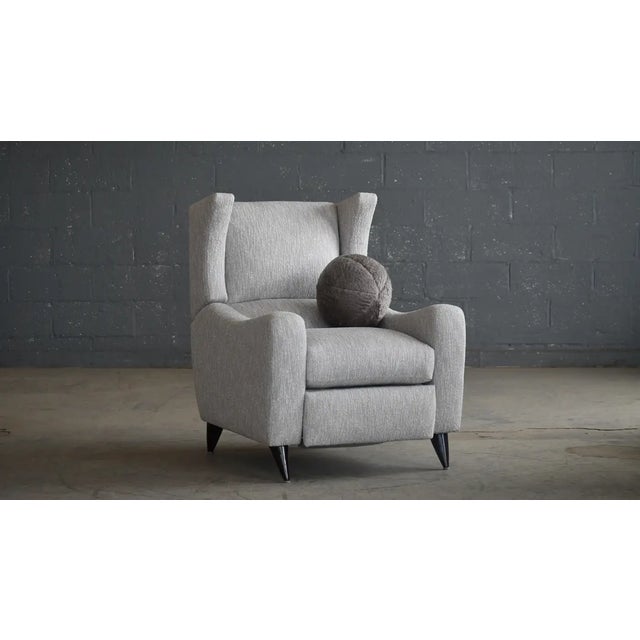 1990s Vladimir Kagan Style Juno Wingback Recliner Chair Newly Reupholstered For Sale - Image 11 of 11