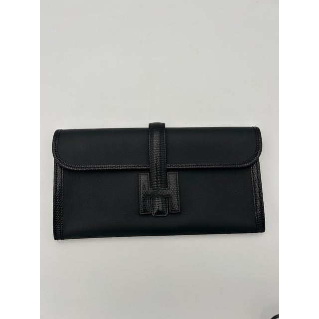 Hermes Jige Elan Clutch Swift With Lizard For Sale In New York - Image 6 of 6