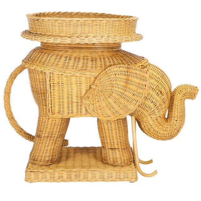 Wood Balford Elephant Rattan Accent Table in Natural For Sale - Image 7 of 9