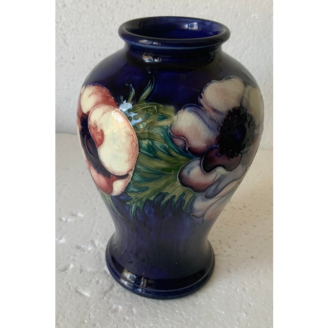 English Vintage Moorcroft Pottery Vase “Anemone” Pattern For Sale - Image 3 of 11