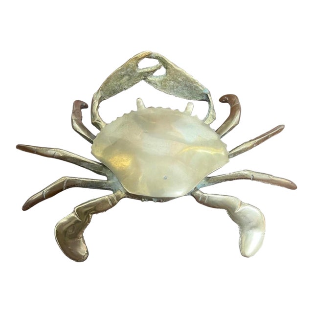 Vintage Articulated Brass Crab Ashtray For Sale