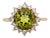 2ct Peridot Ring W Natural Diamond Halo in Solid 14k Yellow Gold Round Size 6.75 For Sale