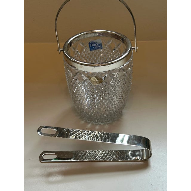 F.B. Rogers Silver Co. F B Rogers Silver Company Crystal Ice Bucket With Ice Tongs For Sale - Image 4 of 5