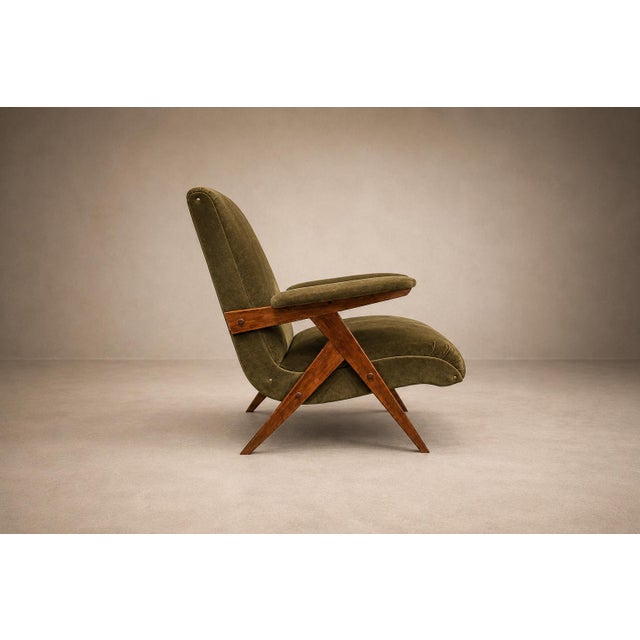 José Zanine Caldas “Z” Armchair in Pau Marfim and Olive Mohair, Brazil, 1950s For Sale - Image 15 of 16