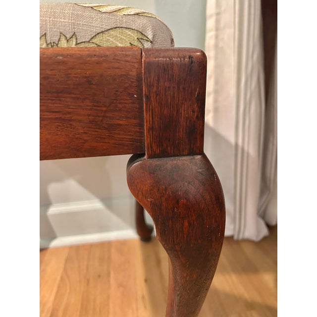 1940’s Queen Anne Mahogany Upholstered Footstool or Bench With Storage Compartment For Sale In New Orleans - Image 6 of 11