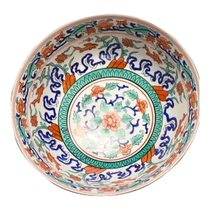 Early 20th Century Large Chinese Doucai Bowl With Brass Display Stand