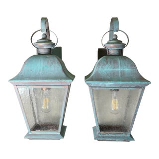Pair of Vintage Solid Brass Lanterns - Timeless Elegance for Your Home For Sale