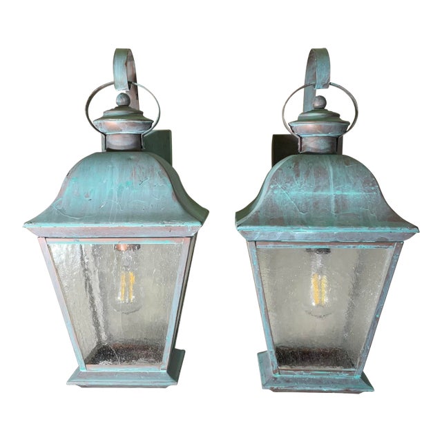 Pair of Vintage Solid Brass Lanterns - Timeless Elegance for Your Home For Sale