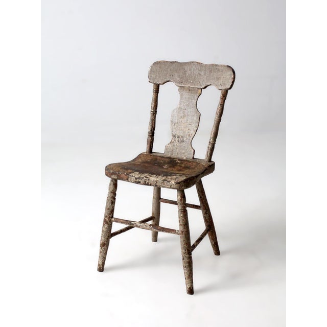 Farmhouse Antique Primitive Painted Farmhouse Side Chair For Sale - Image 3 of 16