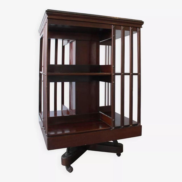 Wood Revolving Mahogany Bookcase, 1900s For Sale - Image 7 of 7