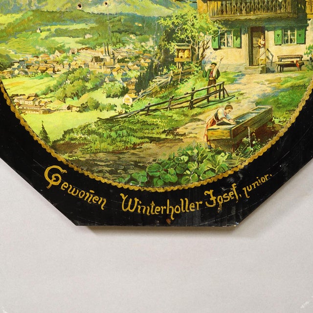 Antique Honor Target With Alpine Landscape and Chalet, Germany 1933 For Sale - Image 4 of 6