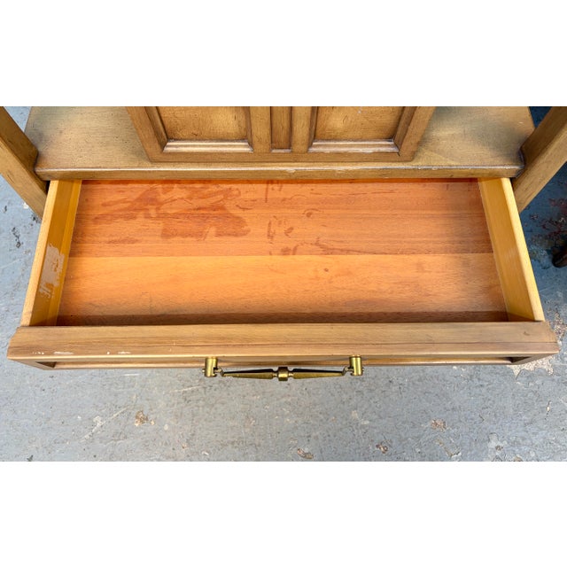 Pair of Mid 20th Century Walnut and Brass Nightstands by White Furniture For Sale - Image 10 of 12