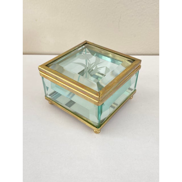 Vintage Italian Art Deco Beveled Glass Box, 1930 For Sale - Image 15 of 18