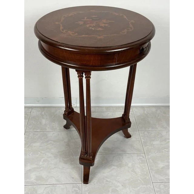 Vintage Italian Round Table with Drawer, 1980s For Sale - Image 4 of 8