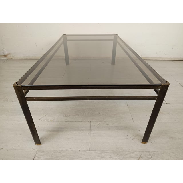 Gold-Plated Bronze Coffee Table with Tinted Glass, 1970s For Sale - Image 6 of 11