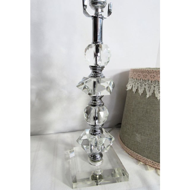 Vintage Glass Ball Lamp + Shabby Chic Shade For Sale - Image 11 of 15