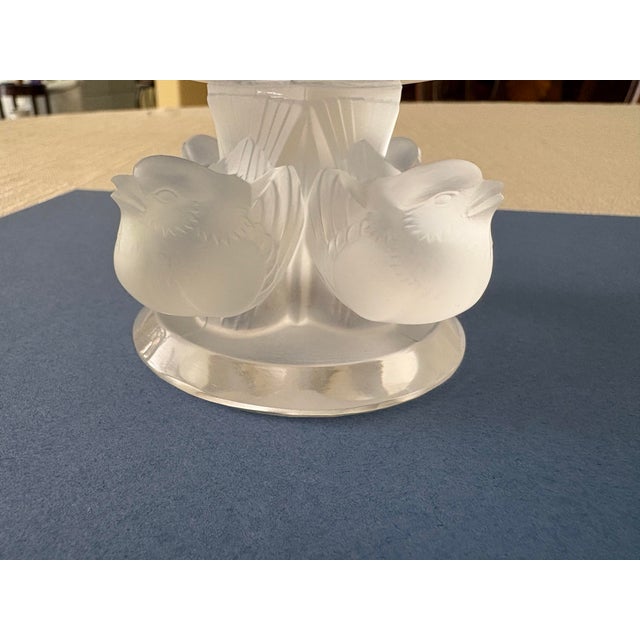 Mid-Century Modern Lalique "Nogent" Crystal Compote Bowl and Stand Alone Sparrows (Signed) For Sale - Image 3 of 12