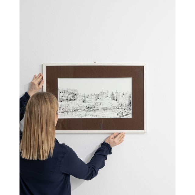 This mid 20th century painting from France is a watercolor, housed in a wood and glass frame. Its form follows honest,...