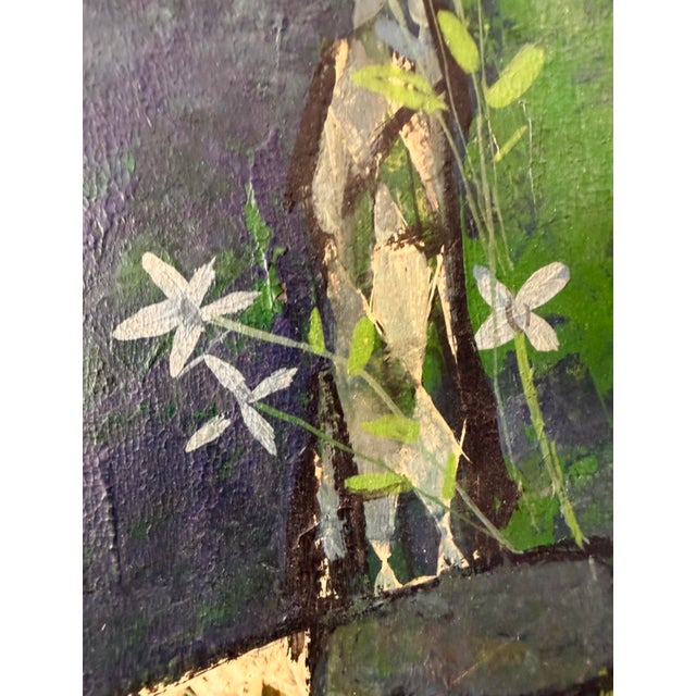 1960s Mid Century Mixed Media Double Matte Harlequin Painting Signed Framed For Sale - Image 5 of 8