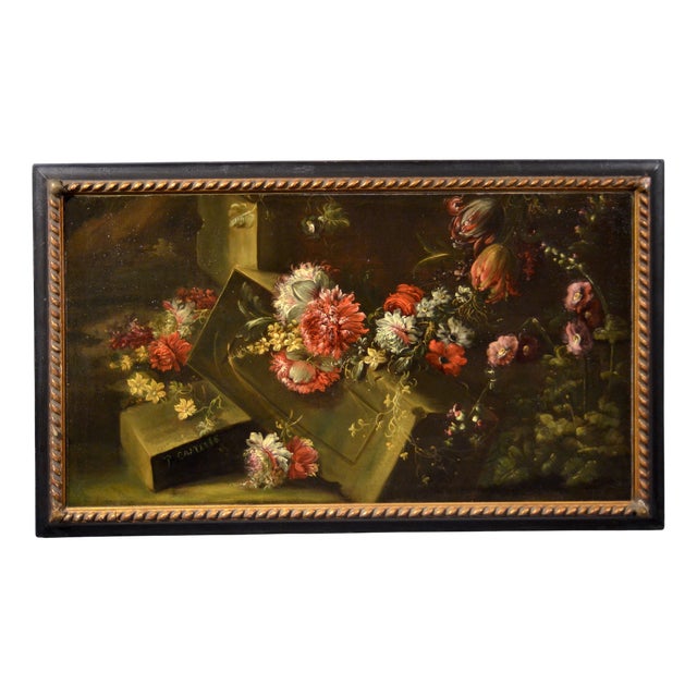 Pieter Casteels III, Floral Still Life, 1700, Oil on Canvas, Framed For Sale