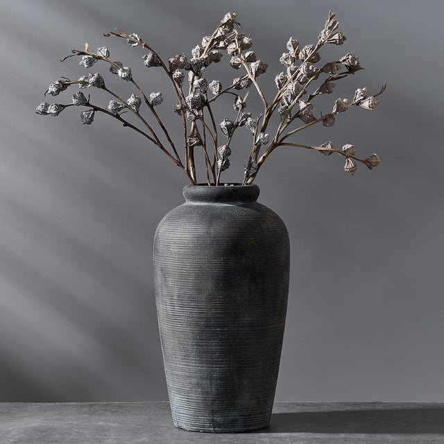 2020s 11-Inch Rustic Ceramic Farmhouse Vase Bronze Decor For Sale - Image 5 of 5