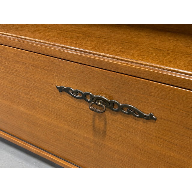 Mid Century Modern Liquor Cabinet Bar | Walnut Bookcase Wall Unit, C. 1960's For Sale - Image 10 of 14